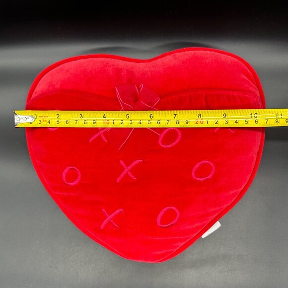 Heart Shaped Pillow Plush Red XO Embroidery Bow Hallmark Valentines Day Gift - Picture 7 of 9